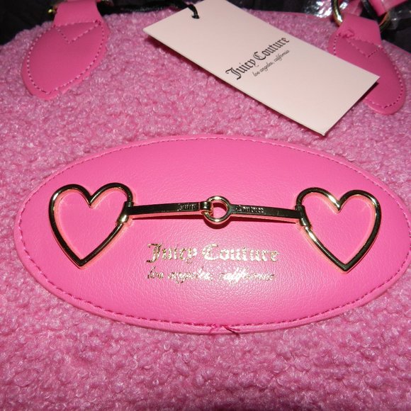 Juicy Couture  Sherpa Plush Heart to Heart Satchel Deep Pink🆕SHIPS FAST😮‍💨⚡🚚 - Picture 3 of 16